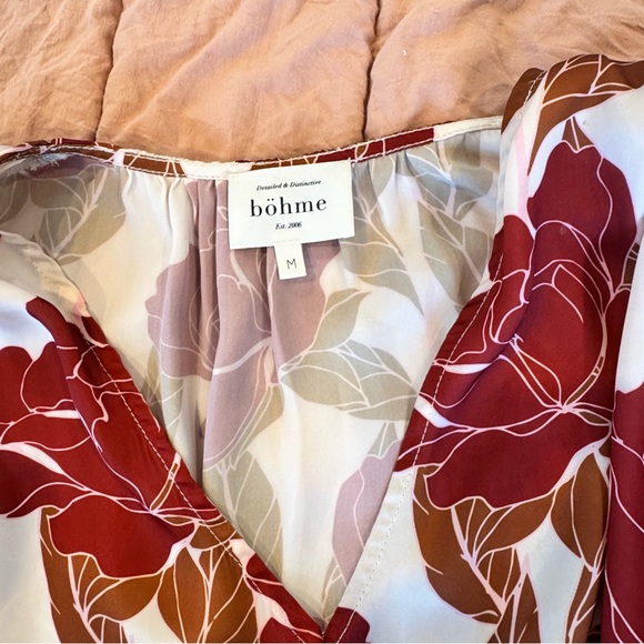 Böhme Floral Midi Dress Ruffle Waist Boho Romantic M - Picture 9 of 9